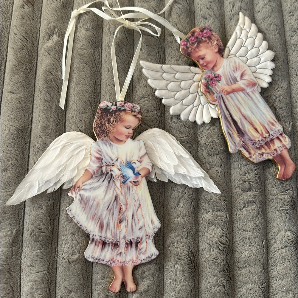 Bradford Editions Angels Ornaments Lot of Two by Dona Gelsinger Fragile Angels
